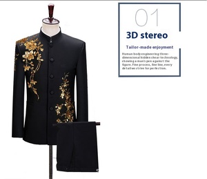 Giacca da studente New Republic China per giovani uomini <span class=keywords><strong>abito</strong></span> nero stile cinese Costume coro nero tunica giacca pettinata - Product Image 6