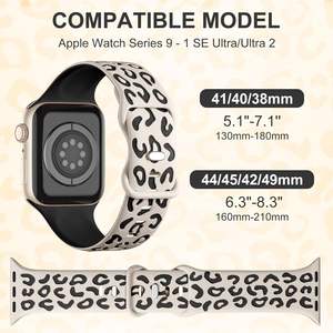 Bracelet en silicone souple sportif gravé Upro Leopard pour Apple Watch, pour femmes, 38, 40, 41, 42, 44, 45, 49 mm, bracelet embossé - Product Image 5