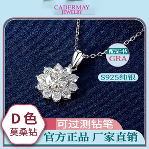 Cadermay Moissanite Necklace 1 Carat S925 Silver Flower Pendant For Women Gift Jewelry - Product Image 5