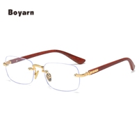 Boyarn Designer Lunettes Cadre Sans Monture En Bois Protection Des Yeux Lunettes D'ordinateur Anti Lumière Bleue Blocage Lunettes Pour Femmes Hommes