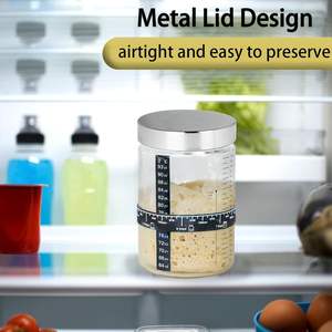 Sourdough Starter Jar With Bamboo Lid Durable Glass Jar Sourdough Bread Baking <b>Supplies</b> Wide Mouth Dough Starter Jar Kit - Product Image 4