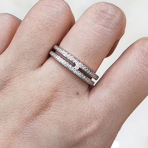 Anello a Doppio Strato con Motivo Stellato, Stile Coppia, Gioiello da Dito alla Moda per Donne, Anello Indice Trendy - Product Image 6