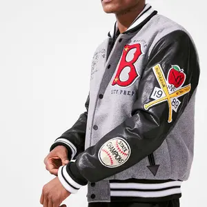 YUJIA LOW MOQ Baseball Coats Wholesale Suppliers Button Streetwear Baseball Bomber Track Jacket Men Lettermen Varsity Jackets