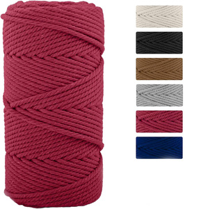 Cordon en coton naturel de 6 mm x 109 yards, corde torsadée à 4 brins avec anneaux de perles en bois pour suspension murale, support de plante, bricolage - Product Image 1
