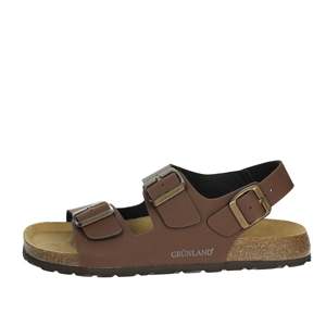 Grnl Sandales basses pour hommes SB3645-40 avec sangle en cuir marron, chaussures confortables - Product Image 1