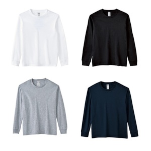 Commercio all'ingrosso t-Shirt a manica lunga da uomo in cotone 100% con Logo personalizzato camicia di Base stampata in tinta unita filo pesante largo <span class=keywords><strong>per</strong></span> le <span class=keywords><strong>coppie</strong></span> - Product Image 5