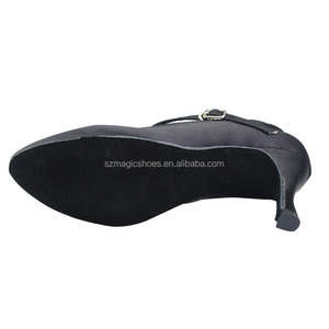 Scarpe da ballo Wedopus chiuse raso nero tacco sottile 7.5CM personalizzato - Product Image 2