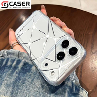 Coque de téléphone transparente antichoc à texture écran brisé, motif géométrique craquelé, protection pour iPhone 18/17/16 Pro Max