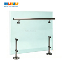 Balustrade en verre HJ pour escalier, garde-corps en verre trempé, angle d'inclinaison réglable, poteau en acier inoxydable pour escalier