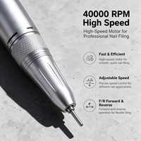 Machine à ongles portable rechargeable avec moteur à balais en carbone 0-40000 tr/min, outil électrique de manucure et pédicure