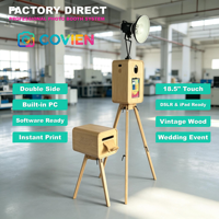 Machine de location d'événements double face avec iPad et écran tactile de 18,5 pouces, compatible DSLR, en bois, pour mariages et événements festifs