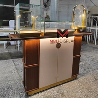 Vitrine de luxe pour boutique, présentoir à bijoux, comptoir en verre avec dôme, vitrine personnalisée avec éclairage pour montres anciennes, parfumerie