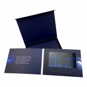 Customized A5 Size Hardcover Paper 7 Inch Lcd Video Brochure 10.1 Inch Hd Ips Tft White Video Brochure Blank Video Book