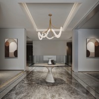 Lampe suspendue de style français personnalisée pour salon, éclairage de plafond circulaire pour escaliers, luminaire en albâtre perlé, forme d'anneau