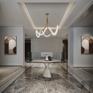 Tùy chỉnh phong cách Pháp phòng khách mặt dây đèn cho cầu thang vòng tròn Đèn trần đính cườm Alabaster vòng hình dạng ánh sáng mặt dây chuyền - Product Image 3