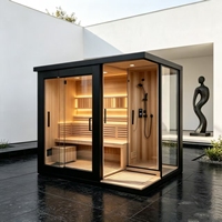 La surface de la salle de douche et de sauna Hemlock est lisse et brillante, appuyant agréablement sur elle sans coller.