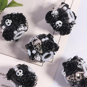 Nouveauté 2025 : Perles fantaisie Halloween en résine (fantôme, croix, crâne, fleur, perle) pour la création de bijoux et stylos DIY - Product Image 3
