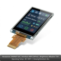 Module LCD TFT industriel 2,0 pouces 240*320 IPS Interface MIPI 380Nit 60Hz 85° d'angle de vision -30°C~+85°C Affichage pour contrôle industriel