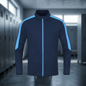 Chaqueta deportiva de manga larga para hombre con rayas azules en contraste - Product Image 4
