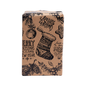 Wholesale 80g Double-Sided <b>Kraft</b> Print <b>Christmas</b> Custom 43cm X 10m Roll <b>Wrapping</b> <b>Paper</b> for Packaging - Product Image 1