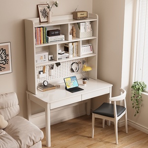 Solid Wood <strong>Desk</strong> with Integrated Bookshelf and Pegboard for Small Apartments Bedroom Study Home Office Model D929 - Product Image 3