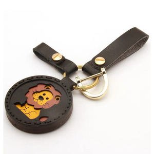 Handmade DIY <b>leather</b> <b>keychains</b>, personalized lion pattern key rings, bag charms, gift pendants, customizable. - Product Image 5
