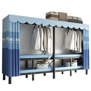 Armoire en tissu simple et moderne pour chambre à coucher domestique Armoire <span class=keywords><strong>de</strong></span> rangement en métal avec <span class=keywords><strong>renfort</strong></span> <span class=keywords><strong>de</strong></span> tuyaux en acier pour salles <span class=keywords><strong>de</strong></span> location - Product Image 1