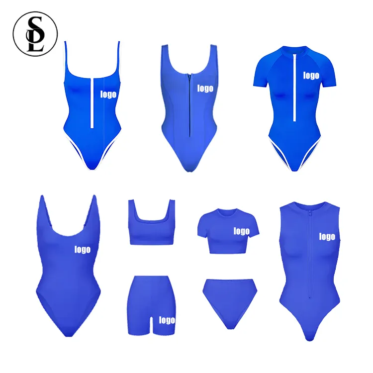 Custom logo Swimsuit One piece Sports Swimwear Zipper Front Beachwear Bathing suits for Women 2023 Fitness Swimwear