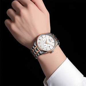MIGE Men's Automatic Mechanical <b>Watch</b> Stainless Steel Round <b>Case</b> 38mm Sapphire Crystal Date Display Business Style - Product Image 6