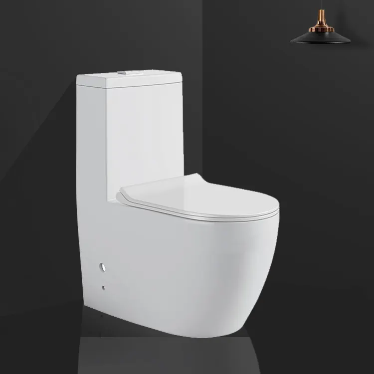 Çin üretici sıhhi tesisat banyo p-trap çerçevesiz floş su dolabı duvar komodin tek parça seramik tuvalet