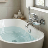 Robinet de baignoire au design moderne avec corps en alliage de zinc et noyau en céramique, idéal pour les baignoires d'hôtels et d'appartements