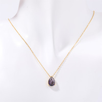 Haomi Dainty 18K chapado en oro piedra natal joyería de moda gota de agua lágrima colgante collar con cadena de eslabones para mujer