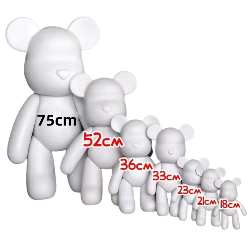 2024 Op Maat Gemaakte Blanco Beer Bearbrick Diy 18Cm, 21Cm, 23Cm, 33Cm, 36Cm, 52Cm, 75Cm Bearbrick 1000