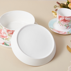 Juego de vajilla de cerámica ecológica, vajilla de porcelana de diseño clásico que incluye plato de flores, taza, utensilios aptos para lavavajillas - Product Image 6