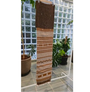 Sari Bhujodi en coton café, tissé à la main, ethnique, de créateur, élégant, pour mariage, fête ou soirée, pour femme - Product Image 1