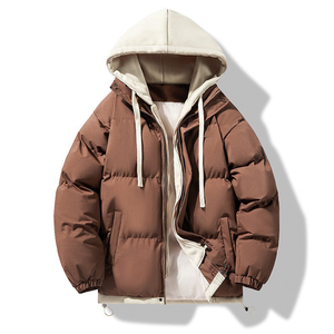 Chaqueta Acolchada de Invierno de Alta Calidad <span class=keywords><strong>para</strong></span> <span class=keywords><strong>Hombre</strong></span> Personalizada Cálida Casual con Capucha y Cierre de Cremallera Gruesa <span class=keywords><strong>para</strong></span> Clima Frío de Tinte Liso - Product Image 1
