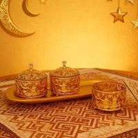 3-delige gouden metalen snackbox set, fruitschaal, decoratie voor thuis, decoratief ornament voor binnen, feestelijke & party benodigdheden, Ramadan