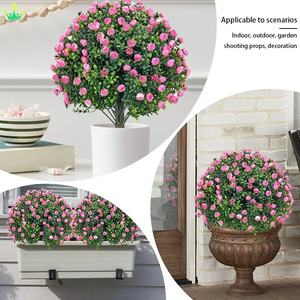 Plante artificielle <span class=keywords><strong>en</strong></span> forme de rose, boîte à fleurs, herbe de buis, feuille de plastique, boule de buis, facile à pousser pour la décoration de la maison, du bureau, du jardin, de la porte d'entrée - Product Image 5