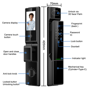 Biometric Smartlock Automatic Waterproof IP65 3d Face Recognition Digital Tuya Wifi <strong>Finger</strong> Print Door Smart Locks with Camera - Product Image 6