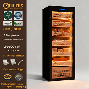 Humidor à cigares électrique de luxe en acier inoxydable, armoire à cigares avec contrôle constant de la température et de l'humidité, grande porte en verre, pour la maison - Product Image 1