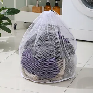 Sac à linge à cordon pour hôtel sac à linge en maille de nylon réutilisable sac de lavage en machine domestique