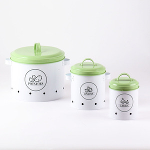 Juego de almacenamiento de verduras de cocina con 3 contenedores que incluyen contenedor de patatas, guardián de cebolla y almacenamiento de ajo en metal con agujeros - Product Image 4