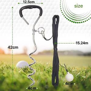 อุปกรณ์ฝึกซ้อมวงสวิงกอล์ฟสำหรับทุกช่วงวัย - อุปกรณ์ฝึกซ้อมกลางแจ้งแบบพกพาพร้อมเชือกบอลและสมอพื้น - Product Image 6