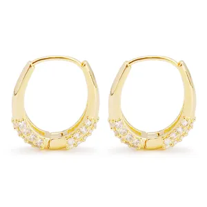 JXX HB-05B 925 Silver Woman 2021 Classic Latest Crystal Earrings And Jewelry + Huggie Hoop 18 K Gold Plated Hoop Earrings