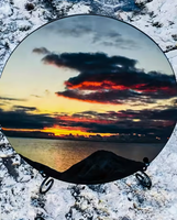 Miroir rond noir naturel sur support, cristal poli pour méditation, divination, cadeau, décoration, CrystalHola, tendance mode