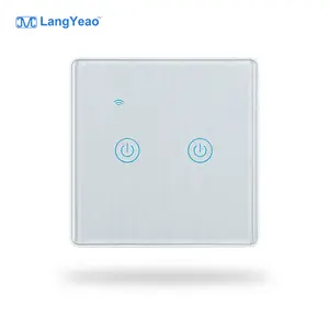 LangYeao 2.5D vidrio templado ZigBee Smart Home interruptor de luz táctil 1/2/3 Gang funciona con Google Alexa sin neutro sin capacitancia