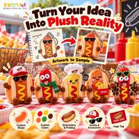 Collection de porte-clés en peluche Hot Dog, directement de l'usine, mini à géant, breloques alimentaires en peluche pour présentoirs de caisse de magasins de proximité