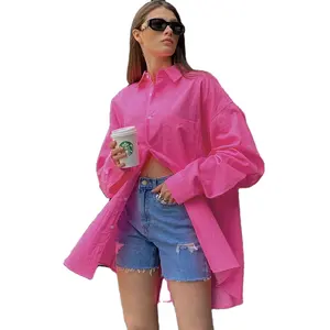 2023 New arrivals long sleeve casual women tops and blouses cotton ladies modest blouses