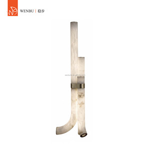Lampe sur pied en albâtre espagnol pour salon, luminaire artistique de luxe en pierre naturelle - Product Image 1