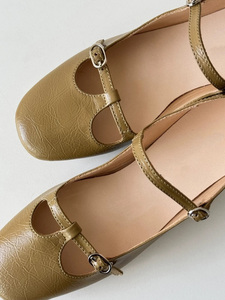 <span class=keywords><strong>Ballerine</strong></span> Casual da <span class=keywords><strong>Donna</strong></span> in Vera Pelle, Slip-On <span class=keywords><strong>con</strong></span> Punta Quadrata e Fibbia, Marrone Kaki, Scarpe Estive - Product Image 5